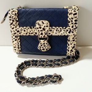 Blue Chain Bag Animal Print Organizer Purse